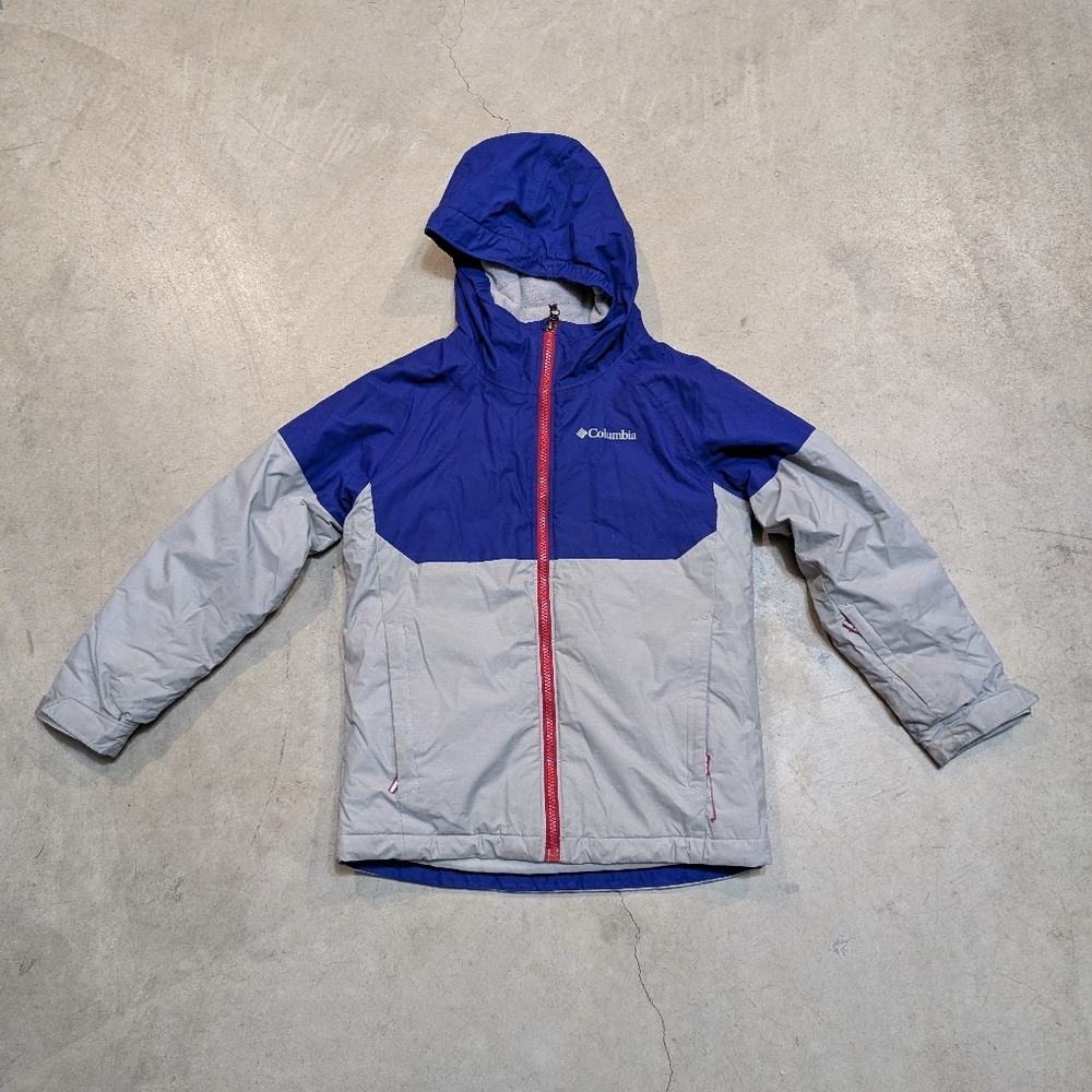 Columbia Boys S Alpine Action II Jacket Gray Blue Full Zip Omni Tech